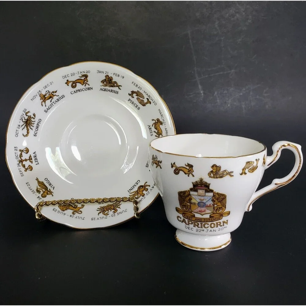 Capricorn 12/22-1/20 Teacup Saucer Astrology Zodiac Sign Regal Bone China Englan